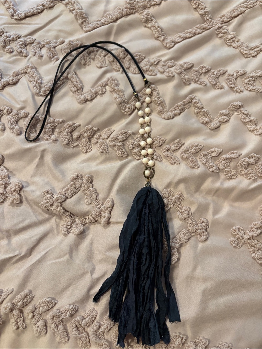 Beaded Black Tassel Necklace